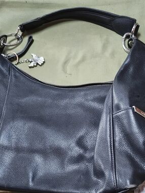 Longchamp Black Pebbled Leather Hobo Bag